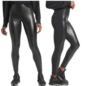 Athleta Delancey Shine Tight Faux Leather Hybrid Black Legging